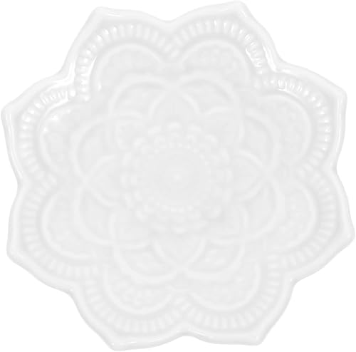 Luxshiny Placa de joyería Mandala Bandeja de cerámica con forma de flor Plato de cerámica Plato de cerámica Forma de collar Soporte de cerámica