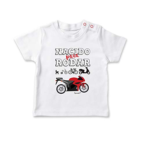 SUPERMOLON Camiseta bebé Nacido para rodar Blanco 0-1 años