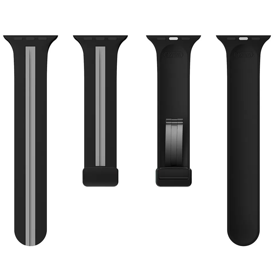 Image of Silicone Dual Sport Band Compatible with Apple Watch 49 mm, 45 mm, 44 mm, 42 mm Magnetic Clasp Adjustable Strap Compatible for iWatch Series Ultra, SE, SE 2, Series 3,4,5,6,7,8