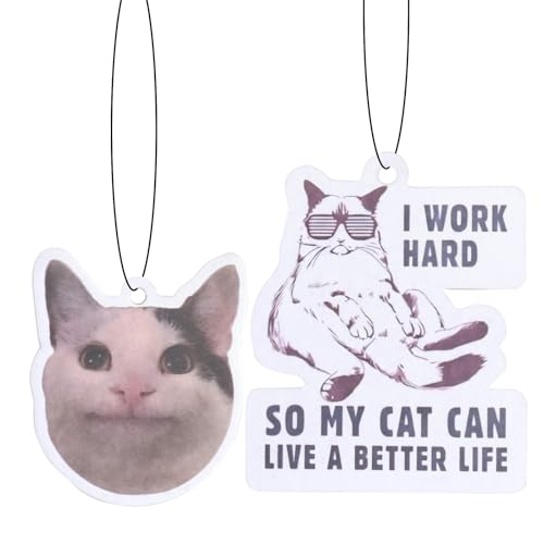 LHOEST 2 pezzi albero profumato auto divertente espressione gatto divertente personalizzato alberi profumati per auto decorazione profumo diffusore di profumo ciondolo profumato deodorante per auto