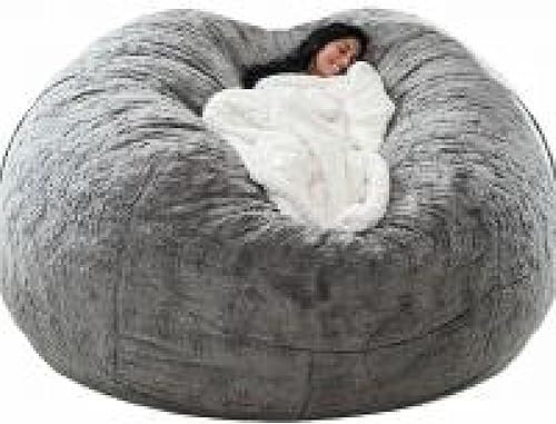 Miniatura 9 de DIOB Funda redonda para silla de puf, para adultos, adolescentes (relleno no incluido), silla de sofá gigante suave, cómoda silla de descanso, azul