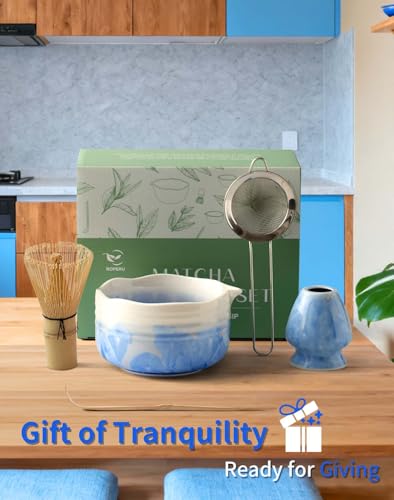 Roperu Pottery Matcha Set - Azure Erosion