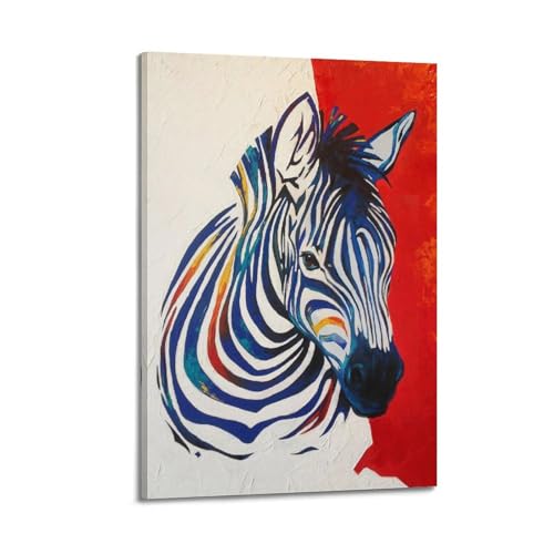 Peinture zèbre colorée pour réveiller un mur blanc avec un poster moderne