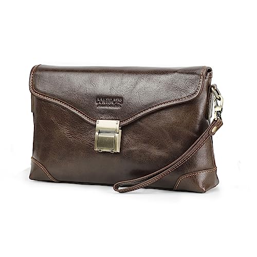 Contacts Mens Leather Code Lock Clutch Bag, Travel Anti Theft Clutch Wallet for Men 8.3