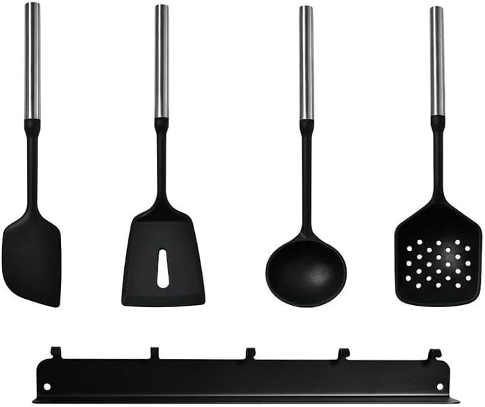 5 Piece Set of Spatula Stainless Steel Magnetic Handle Silicone Soup Spoon Kitchen Cooking