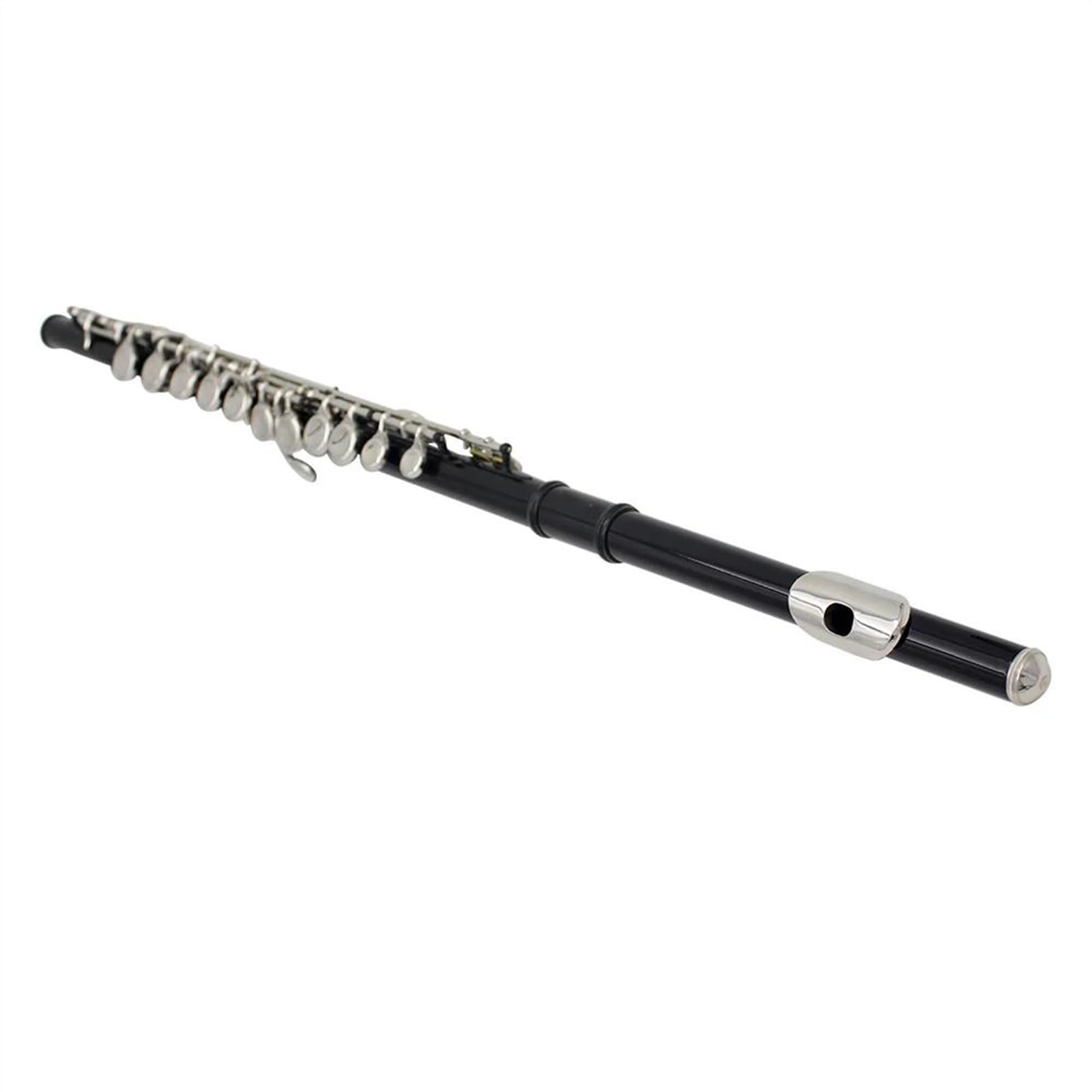 Flauta de concierto chapada en plata y níquel de cobre blanco con llave C, 16 agujeros cerrados, color negro, con caja Flauta Travesera Kit