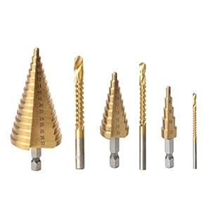 MSIOAE 6 stuks stapboorset, hoge snelheid stalen stapboor, meerdere gaten opgestapte bits voor doe-het-zelf-liefhebbers…