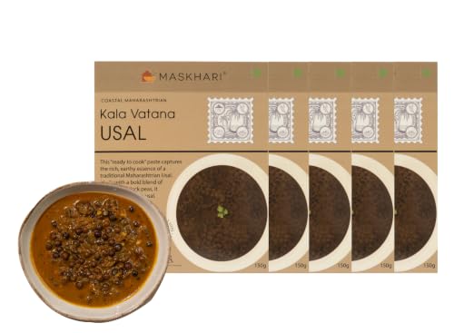 Image of Maskhari Ready to Eat Kala Vatana Usal 150g (Pack of 5) | Maharashtrian Black Peas Curry Paste | Heat & Eat | Instant Indian Food | Pure Vegetarian | No Preservatives | No Artificial Colours