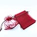 LYSXP 100pcs 5X7 Inches Christmas Drawstring Organza Gift Bag Pouches Drawstring Organza Jewelry Candy Pouch Party Wedding Favor Gift Bags (Wine red, 5