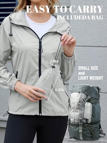 PITINAN Grey Waterproof Rain Jacket with Hood - Lightweight and Packable for Outdoor Adventures, Large - Image 5