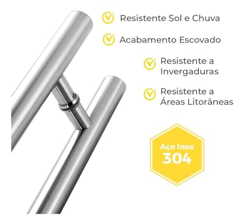 Puxador Para Porta Inox 304 Prata Pivotante 60cm Redondo