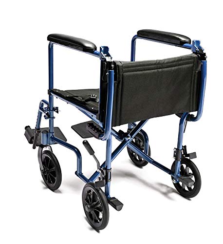 Everest & Jennings Transport Wheelchair, Lightweight & Foldable Transfer Chair, 19" Seat, Blue #TOP6