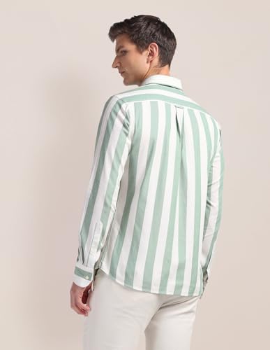 Image of U.S. Polo ASSN. Striped Regular Fit Cotton Shirts for Men - 100% Cotton, Full Sleeve Mens Casual Shirts