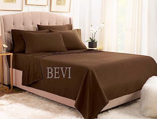 Image of BEVI Bedsheet for Double Bed 300 TC Flat Bedsheet with 2 Pillow Covers Size-(90 inchx95 inch) Brown