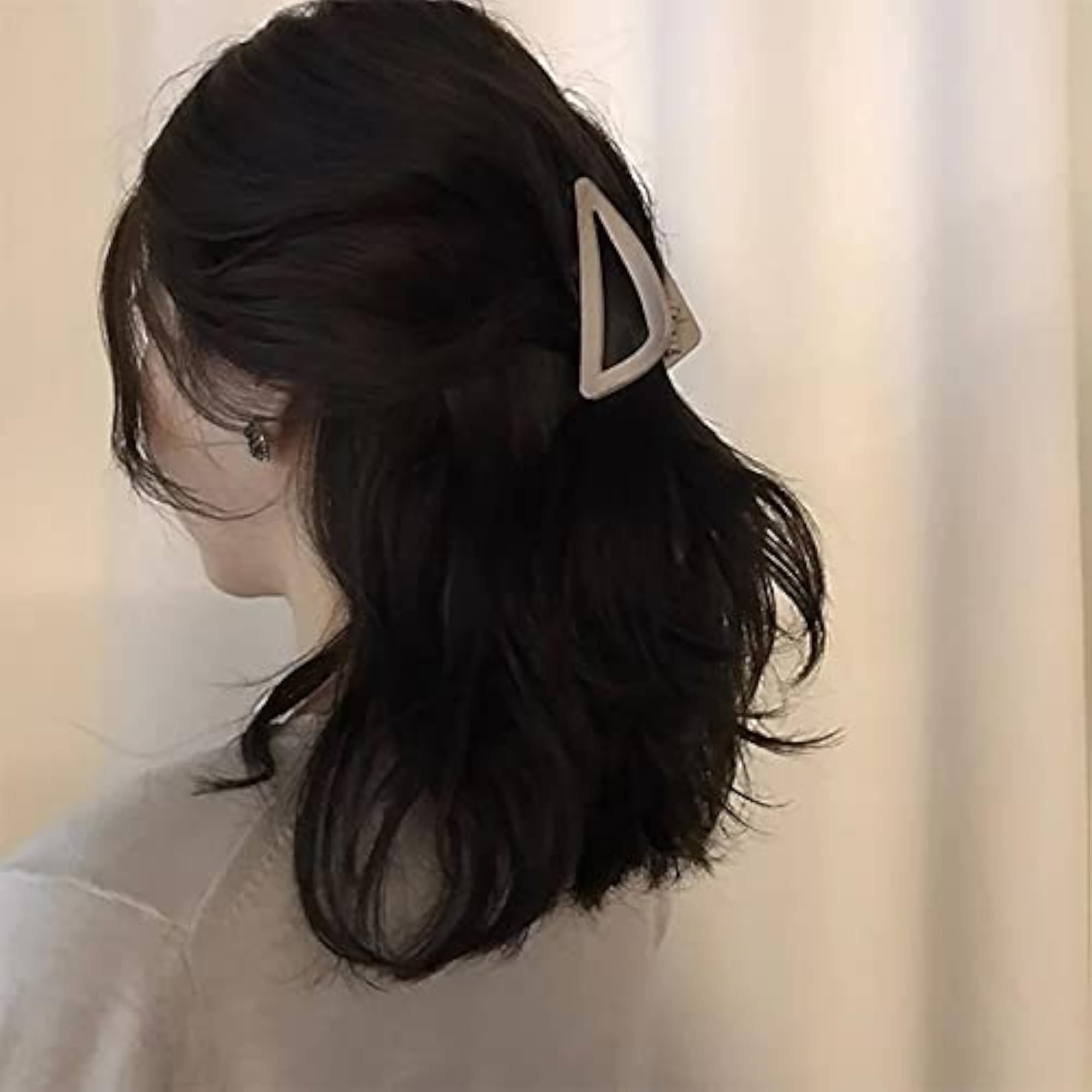 6pcs Solid Color Matte Triangle Hair Claw Clips, Strong Hold