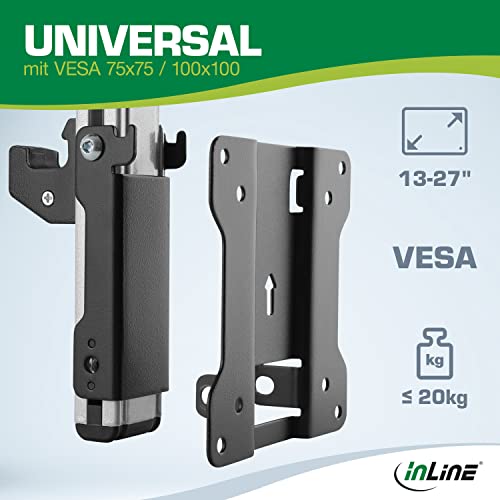 InLine – Unterschrank Monitor Halterung, klappbare Deckenhalterung für TV & Fernseher bis 27 Zoll (68cm), ideal für das Wohnmobil, VESA 75x75 und 100x100, bis max. 20KG, 23163A – Bild 4