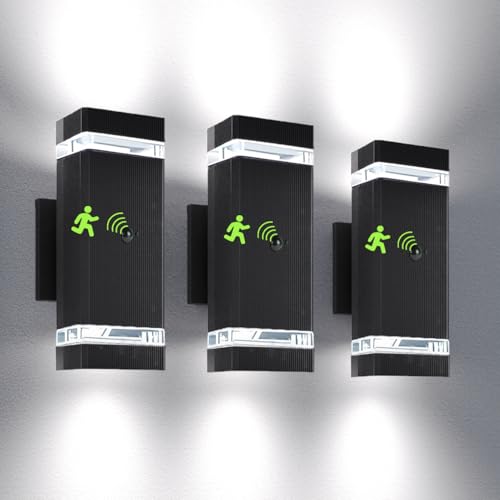 rosykite Motion Sensor Outdoor Wall Lights, Dusk to Dawn Exterior Light Fixtures with 3 Lighting...