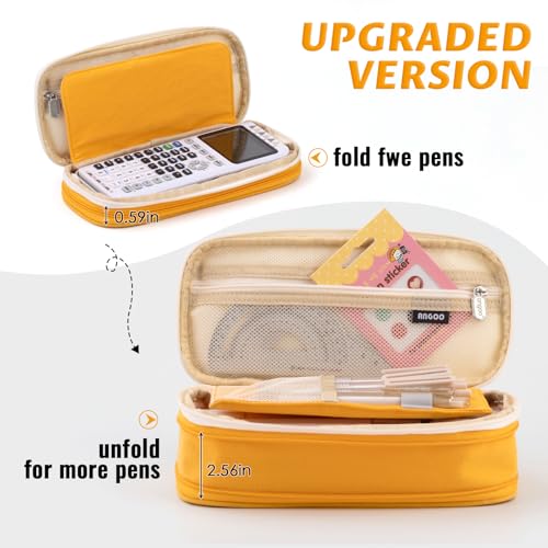 Image of EASTHILL Big Capacity Pencil Pen Case Office College School Large Storage High Capacity Bag Pouch Holder Box Organizer Yellow New Arrival