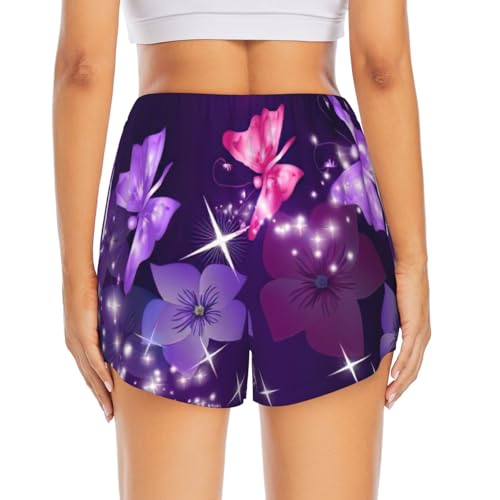 Short de yoga haut de gamme double couche à imprimé papillon