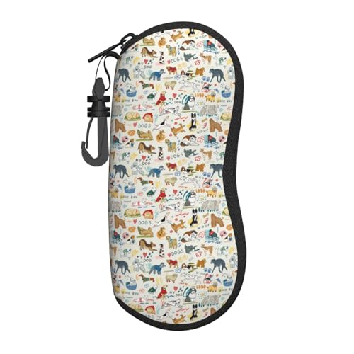 TZTTZT - Funda para anteojos de sol divertidas para perros y mascotas, funda de lectura con gancho, funda de neopreno suave y ligera con cierre para mujeres y hombres