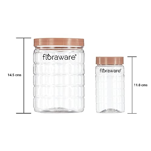 Image of Floraware Jar Container, Set of 18 (6 pcs x 280 ml Each, 6 pcs x 500 ml Each, 6 pcs x 1000 ml), Kitchen Organiser, BPA Free, Stackable (Choco)