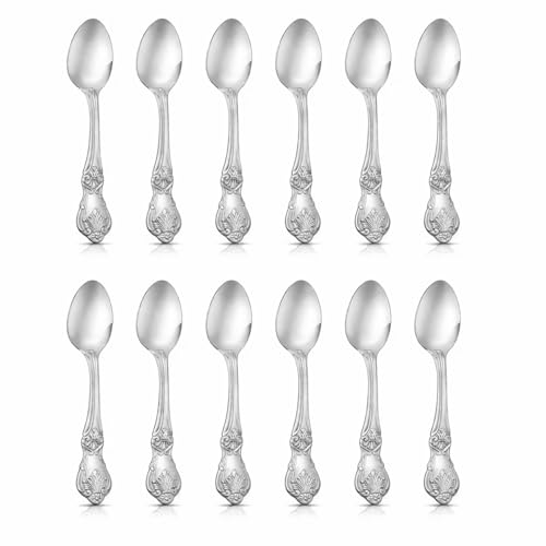 Image of Culinex 18 /8 Premium Stainless Steel 4.4 inch Tea Spoon Set of 12 for Tea, Coffee, Spices, Dessert - Fest | Small Spoons, Silver Rustproof Stylish Flatware By thinKitchen