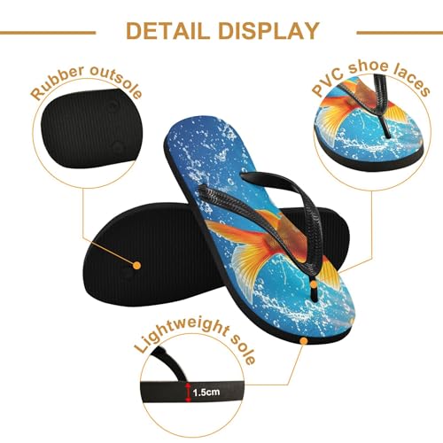 Burbuja Goldfish Flip Flops for Women Men, Soft Thong Sandals Rubber Slippers for Pool Beach Essentials3