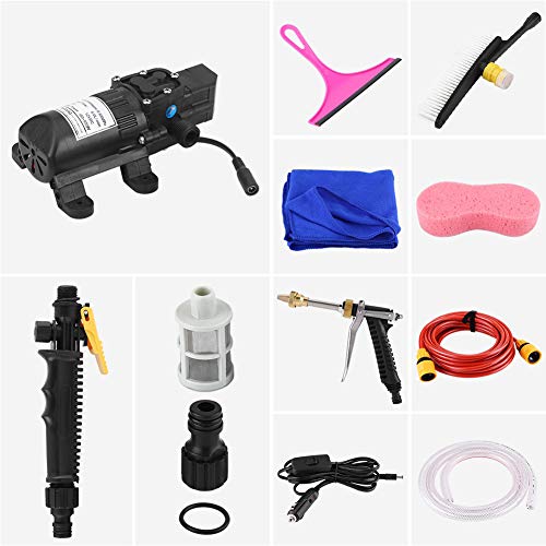 Greensen 12V 70W High Pressure Car Washer Gun Electric Pressure Washer Pump Self-Priming Quick Car Cleaning Wash Pump Washing Kit Electrical Washer Kit for Auto Pet Window Watering