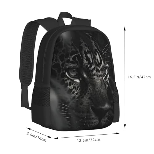 17 Inch Backpack for Leopard,Panther Lightweight Adjustable Animal Backpacks with Mesh Side Pockets for Travel Outdoor Sports3