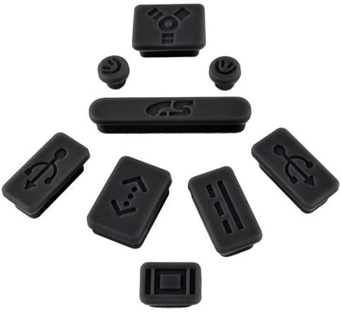 Black Silicone Anti Dust Usb Ports 9 Plug Cover Set Stopper Port For Apple MacBook 13 inch/ 15 inch/17 inch