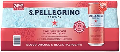 S.Pellegrino Essenza Blood Orange Black Raspberry Flavored Mineral Water with Natural CO2 Added 24 PACK