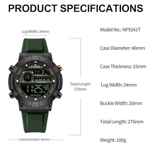 Image of NAVIFORCE NF9241T Dominant Multifunctional Silicone Strap Sport Digital Watch