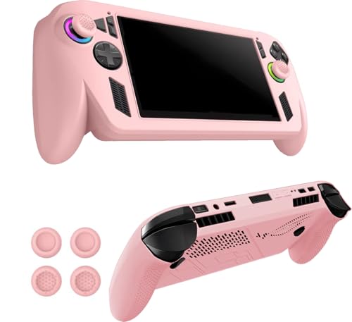 KZIOACSH Case for ASUS ROG Xbox Ally/ASUS ROG Xbox Ally X Full Protection Lightweight Shock-Absorption Soft Siliocne Anti-Fingerprint Anti-Scratch Gaming Console Protective Rugged Skin Cover Pink