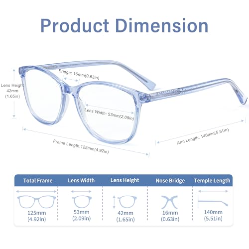 Madison Avenue Square Vintage TR90 Blue Light Blocking Reading Glasses for Women, Anti Eyestrain/Glare Computer Readers