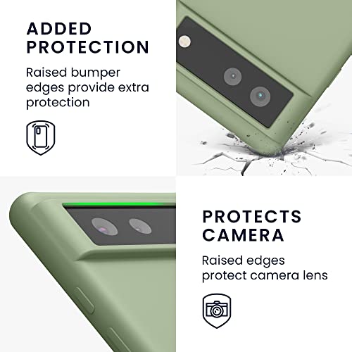 kwmobile Case for Google Pixel 6 Case - Soft Cover - Shockproof Silicone - Wireless Charging Gray Green - Image 3