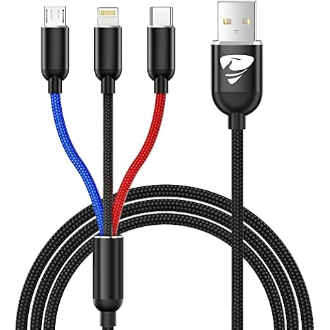 Aioneus Multi USB Kabel, Universal Ladekabel Nylon 3 in 1 Mehrfach Ladekabel Schnell für Micro USB, iPhone Ladekabel,USB Typ C für Samsung Galaxy S10 S9 S8,Huawei Cover