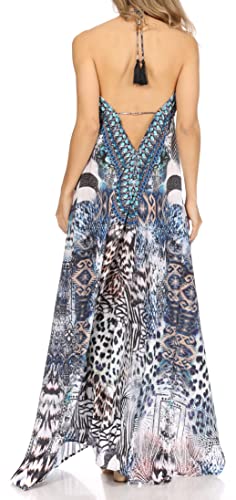 Image of Sakkas Lizi Womens Maxi High-Low Halter Handkerchief Long Dress Beach Party