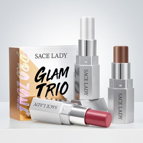 SACE LADY Highlighter Makeup Stick, Cream Glow Shimmer for a Radiant Finish, Easy to Blend & Long-Lasting Highlight Make Up for Face Eyes Lips (02 Sunset Glow, 1pc)