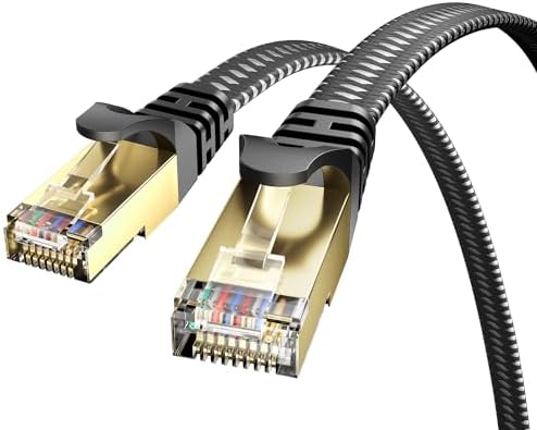 VOIETOLT CAT 8 LAN Kabel 5M,40Gbps Netzwerkkabel Ethernet Flach Geflochten | Hochgeschwindigkeits S/FTP Abgeschirmt Internet Kabel RJ45 Vergoldeter Stecker Patchkabel für Gaming PS