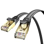 VOIETOLT Cat 8 Ethernet Cable 4M, High-Speed 40Gbps/2000Mhz Flat Braided Internet Cable, Gigabit STP RJ45 Network Cable Compatible for PS4/5, for Modem, PC/Laptop