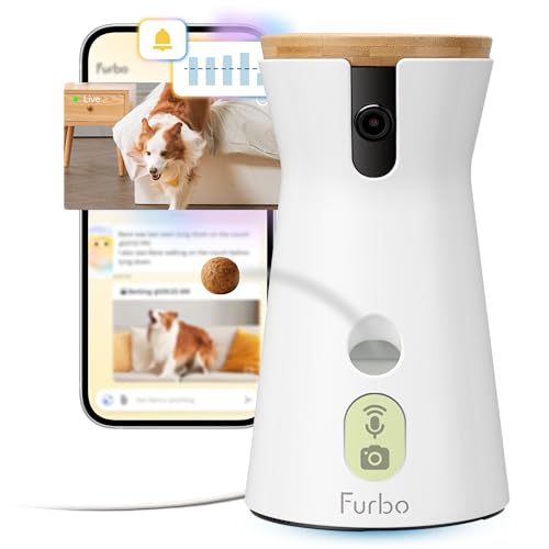 Furbo 360 Hundekamera [ABO ABSCHLUSS ERFORDERLICH] Smarte Haustierkamera mit Leckerliwurf 1080p Full HD 2-Wege-Audio & Farbnachtsicht (3 Monate Mindeslaufzeit)