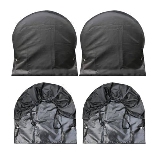 Juego de 4 fundas para neumáticos, negras, impermeables para exteriores, anti UV contra nieve, sol y lluvia, cubiertas protectoras para neumáticos para autocaravanas, caravanas, camiones, remolques y