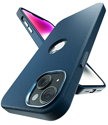 Image of Vaku Luxos Lexza for iPhone 14 Case Cover, Premium Leather, Military-Grade Protection, Slim, Thin Compatible with iPhone 14 Back Cover - Blue