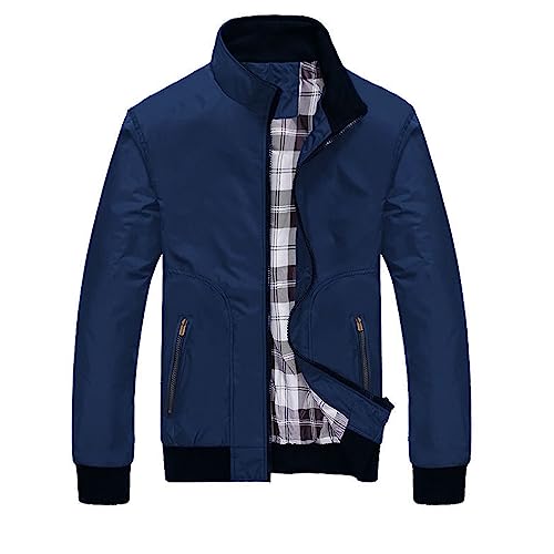 Chaqueta bomber para hombre, corte regular, chaqueta de primavera, chaqueta de entretiempo, clásica, informal, chaqueta de piloto, chaqueta de ocio con bolsillos, chaqueta cortavientos monocolor
