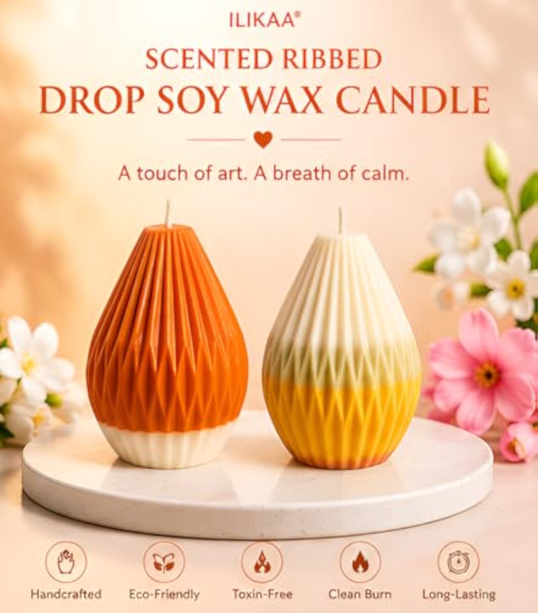 Scented Ribbed Drop Soy Wax Candle