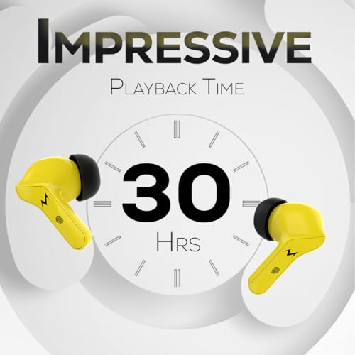 Image of TEMPT Thunder True Wireless Earbuds with OxyAcoustics Technology, TWS in Ear Earphone with Passive Noise Cancellation, 10mm Bass Drivers, Upto 24H Playtime, IPX4 Water Resistant (Yellow)