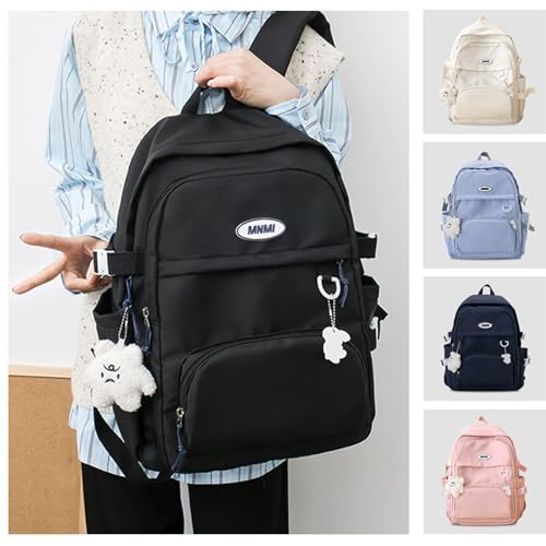 Teclado Kawaii Backpack with Cute Accessories Bookbags with Pendants Casual Lightweight Travel Daypacks (Black)3