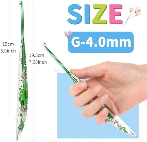Coopay Crochet Hook, 4mm Ergonomic Crochet Hook with Floral Plastic Grips - 2