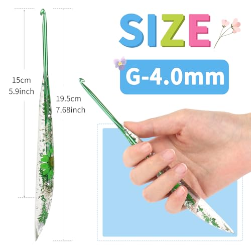 Image of Coopay Crochet Hooks, 4mm Ergonomic Crochet Hook with Floral Plastic Grips, Stylish and Unique, Ideal for Crocheting Blankets, Dolls, Shawls, Hats, Scarves (G-4.0mm)