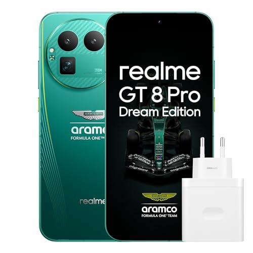 realme GT 8 Pro Smartphone 16GB+512GB, Sistema de cámara RICOH GR, Cámara con teleobjetivo ultranítida de 200 MP, Snapdragon 8 Elite Gen 5, Batería Titan de 7000 mAh, con adaptador, Aston Martin Verde